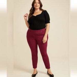Maurices 3 Office Pull-On Pants Stretch Burgundy Ankle 3320-G